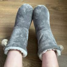 Fluffy Slippers Christmas Winter Floor Shoes Indoor Home Fur Plush Anti Skid Non Slip Soft Warm Female Boots 2024 New - 象牙 - 查看 2