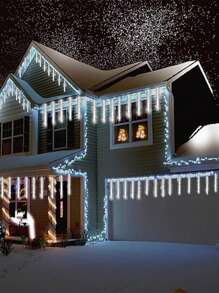 1pc Solar Outdoor Christmas Lights, Solar Rain String Lights, 8 Light Tubes 192LED Meteor Shower Lights, Rain, Snow Fall Icicle Cascade Lights For Christmas Decoration Wedding Party Lights, 2pcs/4pcs Solar Outdoor Lights, LED Decorative Solar Garden Lights