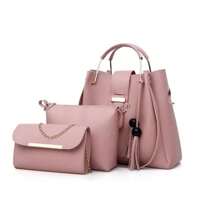 Set 3 Bolsas Bandolera Dama Mujer Cosmetiquera Cartera Borla, Conjunto De 3 Bolsos De Lujo Para Mujer, Gran Capacidad, Set 3 Bolsas Bandolera Mujer Cosmetiquera, Juego de 3 Bolsos para Señora - Bolsa Dama Antirrobo Cartera Borla Rosa - Rosa - Ver 1