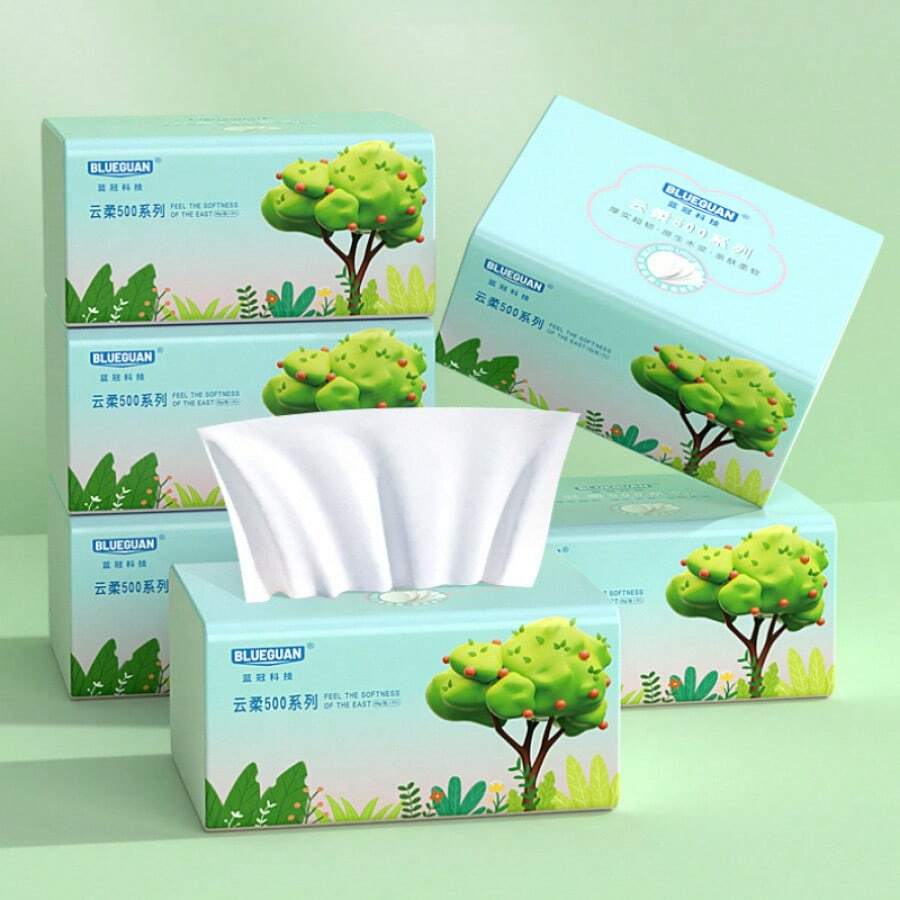 8 Packs/Carton Facial Tissues Paper Handkerchiefs, Thick, Small Packs