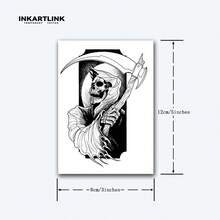 INKARTLINK Revolutionary Technology Tattoos - Semi-Permanent Tattoos, Skull, Scythe Designs, Temporary Tattoos, Waterproof, Authentic Tattoo Look, Niche Design Tattoos, Fruit, Plants - Black - View 4
