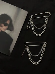 Ghim cài áo xích thời trang, Phụ kiện trang trí kim loại thời trang đường phố, Phụ kiện quần áo Unisex, Vừa vặn với vòng eo, Thích hợp làm quà tặng Giáng sinh, Năm mới, Ngày lễ tình nhân - Nhiều màu - Xem 8