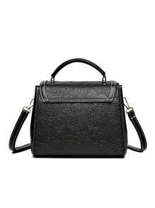 1 件大容量图案手提包，适合中年女性的优雅手提包，最佳母亲节礼物 - 黑色 - 查看 8