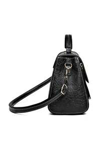 1 件大容量图案手提包，适合中年女性的优雅手提包，最佳母亲节礼物 - 黑色 - 查看 4