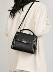 1 件大容量图案手提包，适合中年女性的优雅手提包，最佳母亲节礼物 - 黑色 - 查看 3