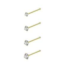 4pcs 1.5/2/2.5/3mm Shiny Cubic Zirconia Nose Piercing Jewelry, I/L/S Shape Nose Bone & Ear Piercing Accessories - Yellow Gold - View 5