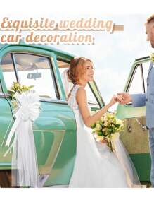 Bộ 10/5/1 Rèm vải tuyn hình bướm trang trí đám cưới, Nơ lớn màu trắng/hồng với vải mỏng trang trí màu trắng/hồng, Thích hợp cho lối đi nhà thờ, Trang trí xe cưới, Nơ cỡ lớn cho tiệc chia tay cuộc sống độc thân, Sinh nhật, Kỷ niệm - trắng - Xem 2