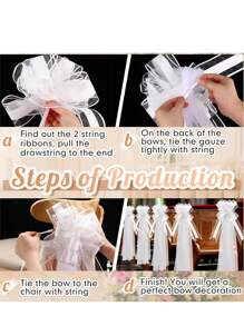 Bộ 10/5/1 Rèm vải tuyn hình bướm trang trí đám cưới, Nơ lớn màu trắng/hồng với vải mỏng trang trí màu trắng/hồng, Thích hợp cho lối đi nhà thờ, Trang trí xe cưới, Nơ cỡ lớn cho tiệc chia tay cuộc sống độc thân, Sinh nhật, Kỷ niệm - trắng - Xem 4