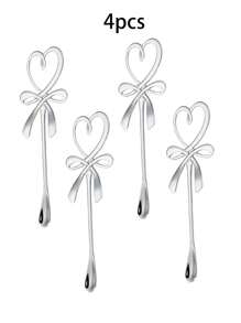 2件/4件/6件爱心蝴蝶结挂杯勺、爱心蝴蝶咖啡勺、不锈钢咖啡搅拌勺、咖啡勺、长柄甜点勺、餐勺、不锈钢爱心蝴蝶结勺、不锈钢蜂蜜勺 返校季 - 彩色 - 查看 18