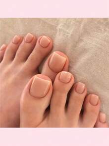 Bộ 24*5 tờ móng chân giả kiểu Pháp đơn giản ngắn | 120 đầu móng gel đắp móng chân | Móng tay giả đắp da dành cho học sinh và nhân viên văn phòng để sử dụng hàng ngày - Tạo kiểu móng chân quyến rũ. - Nhiều màu - Xem 4