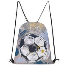3D 打印足球主题捆绑口袋、彩色抽绳背包、运动健身训练储物袋 - 足球 - 查看 17