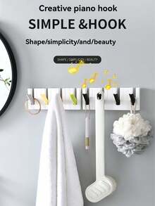 2 chiếc/1 chiếc Móc đàn piano bốn tấm sáng tạo, Móc gấp ẩn đơn giản, Móc treo chìa khóa túi quần áo, Móc treo đồ dùng cho trẻ em - SD-528 - Xem 3