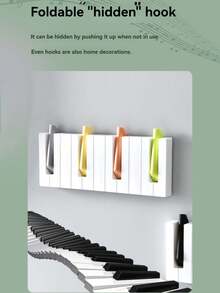2 chiếc/1 chiếc Móc đàn piano bốn tấm sáng tạo, Móc gấp ẩn đơn giản, Móc treo chìa khóa túi quần áo, Móc treo đồ dùng cho trẻ em - SD-528 - Xem 4