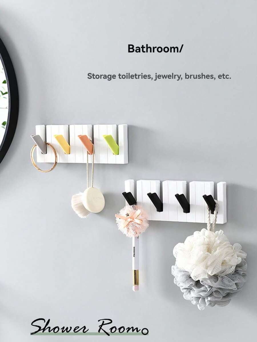 2 chiếc/1 chiếc Móc đàn piano bốn tấm sáng tạo, Móc gấp ẩn đơn giản, Móc treo chìa khóa túi quần áo, Móc treo đồ dùng cho trẻ em - SD-528 - Xem 1