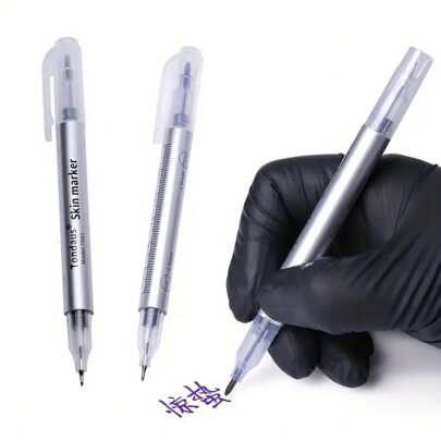 1pc Tattoo Marker Pen, Embroidery Drawing Positioning Marker Pen, Purple, Double Ended Marker Pen