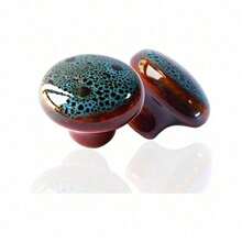 复古圆形橱柜把手 釉面陶瓷圆形梳妆台抽屉把手，仿古抽屉拉手 家居装饰门把手 - 藍色 - 查看 1