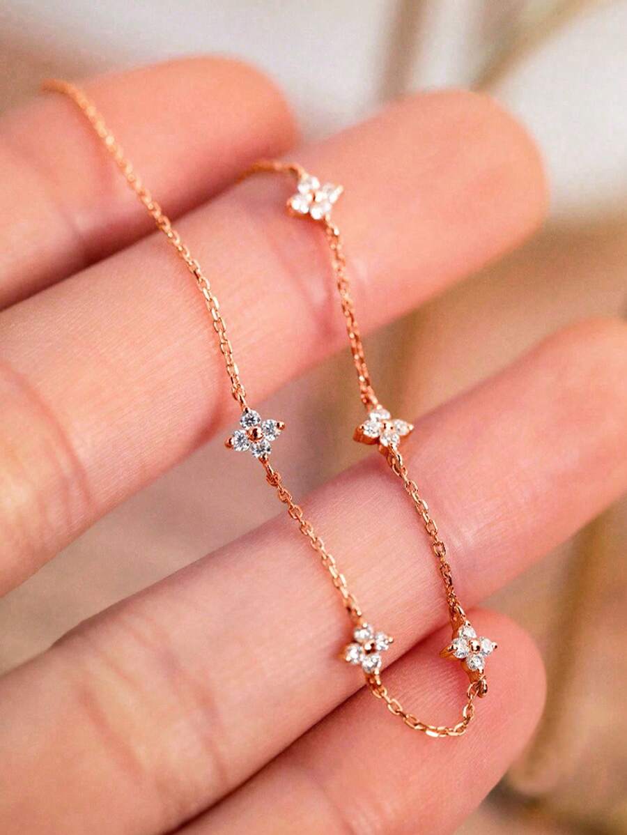 BALMORA 1 chiếc vòng tay hoa Zirconium bạc Sterling S925 sang trọng, vòng tay mạ vàng hình ngôi sao dành cho phụ nữ, trang trí hàng ngày, quà tặng ngày lễ tình nhân