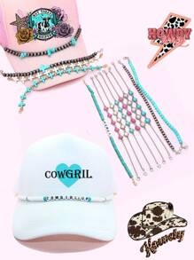 1 件西部绿松石牛仔女孩帽链，Howdy Giddy Up 牛仔女孩风格卡车帽链