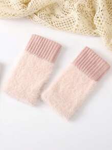 1 Pair Of Simple Knitted Gloves With Exposed Fingers, Suitable For Students' Autumn And Winter Writing And Daily Use, Warm And Antifreeze, Suitable For Both Men And Women, With Multiple Colors To Choose From