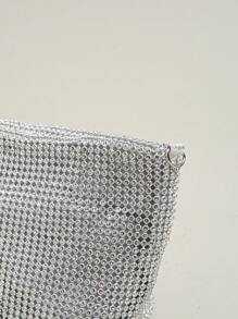 女士锁子甲手拿包晚宴包，水晶链网闪光晚宴单肩包，可拆卸链条，优雅精致的方形派对晚宴包，斜挎晚宴包，派对女孩手拿包，女士，适合派对、婚礼、舞会、晚宴/宴会，适合女士的最佳礼物，适合狂欢节婚礼手提包，适合派对和舞会 - 銀色 - 查看 6