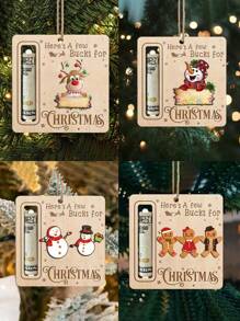 1 件木制钱罐圣诞装饰品，经典风格个性化木制工艺品，带有雪人、麋鹿和姜饼人物，适用于室内/室外节日家居装饰、圣诞节 - 彩色 - 查看 7