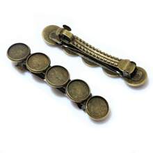 2个铜质发夹发箍夹子，空白底座，适用于12mm凸面宝石，DIY珠宝制作配件。