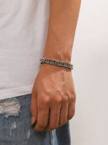 Men Hip-Hop Style Metal Chain Gun Black Bracelet, Simple And Refreshing Summer Hand Accessory - White - View 2
