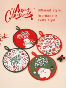 1 件圣诞手巾，适用于擦干双手、厨房清洁布、热垫、多用途、柔软优质、创意节日家居装饰，适合任何地方 - 彩色 - 查看 3