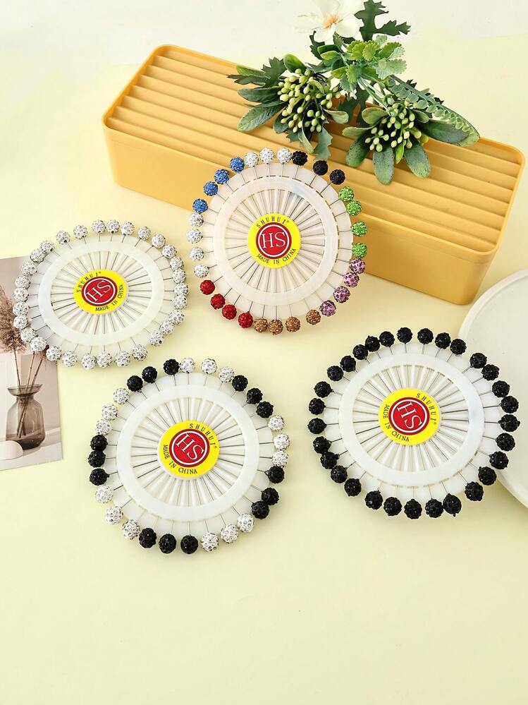 30pcs Rhinestone Embellished Hijab Pins With Space Element Design, Popular In Middle East And Best Seller In Africa, For Daily Use - Multicolor - View 4