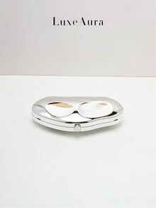 2024 金属亚克力不对称形状手拿包，轻巧奢华雕塑设计晚宴包，适合派对、度假、女士单肩斜挎包 - 銀色 - 查看 5