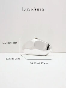 2024 金属亚克力不对称形状手拿包，轻巧奢华雕塑设计晚宴包，适合派对、度假、女士单肩斜挎包 - 銀色 - 查看 9