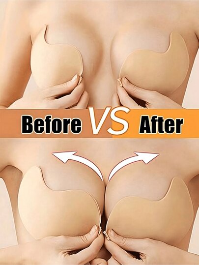 Strapless Adhesive Bra Silicone Breast Petals, Sexy Push-Up Invisible Brassiere For Women, Suitable For Spaghetti Strap Dress & Wedding Gown, Add More Volume To Small Busts With Mango-Shaped Cups