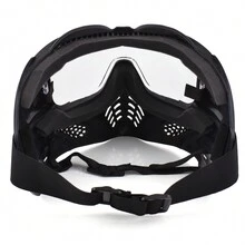 1 件户外骑行防风面罩，PC 镜片，全脸面罩，适合户外骑行、运动、角色扮演 - 黑色 - 查看 6