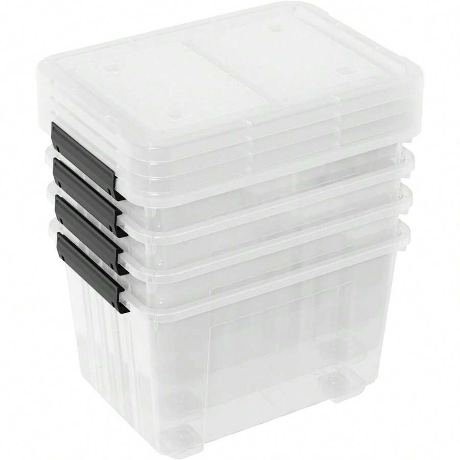 4Pack 50 Quart Plastic Storage Bin Box Organizing Container With Lid