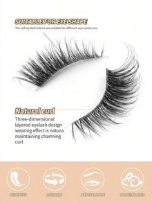 10对自然半眼假睫毛 自然条状自然3D蓬松假睫毛迷你可爱超短半睫毛 欧美风格延长假睫毛 细而透明茎 延长末端 自然卷曲 可重复使用 非常适合小眼睛的女生 适合约会聚会等场合 假睫毛 自然增大双睫毛 防水防汗假睫毛 - 黑色 - 查看 3