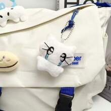 قلادة بشكل قطة مع سماعات موسيقية قطعة واحدة، قلادة مفتاح قطة باكية، زينة حقيبة الظهر دمية ناعمة كرتونية للشفاء