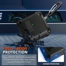 Locking Compatible With AirPods 4 Gen (2024), Rugged TPU Case Cover For AirPods 4 Case With Security Lock And Auto-Open For Airpods 4th Generation Earbuds Shockproof Case Drop-Protection Cover With Cleaner Kit