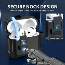 Locking Compatible With AirPods 4 Gen (2024), Rugged TPU Case Cover For AirPods 4 Case With Security Lock And Auto-Open For Airpods 4th Generation Earbuds Shockproof Case Drop-Protection Cover With Cleaner Kit