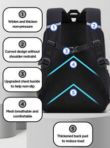 新款小学男生背包，适合1-3-6岁和6-12-16岁男孩，轻便休闲经典款Ren's背包，大容量学生背包 - 黑色 - 查看 8