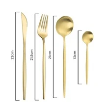 24 Pieces Gold Stainless Steel Cutlery Fork Spoon Knife Table Spoon - NEXUS MARKET - Vàng - Xem 5