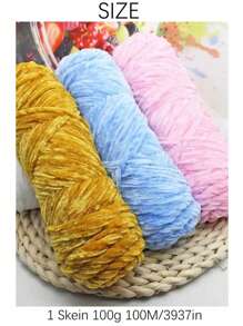 Sợi nhung mềm mại chenille 100g (một cỡ)/200g/250g, nguyên liệu đan móc DIY, thích hợp cho khăn quàng cổ/áo len, 100% sợi nhung polyester, phụ kiện đan móc (không bao gồm đạo cụ trưng bày) - Màu xanh nước biển - Xem 8