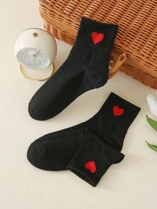 2 双女式心形图案休闲短袜 - 彩色 - 查看 4