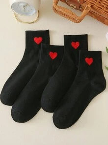 2 双女式心形图案休闲短袜 - 彩色 - 查看 1