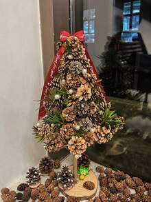 3 件/9 件 - 天然松果圣诞树装饰，白色边缘松果挂饰，DIY 圣诞松果散装浆果松枝套装，闪闪发光的雪花，天然雪松果冬季节日装饰适用于 DIY 工艺品各种尺寸家居装饰圣诞树标签礼品派对用品 - 彩色 - 查看 2