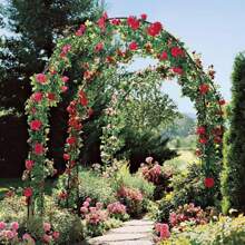 Metal Pergola Arbor, Outdoor Flower Garden Arch Trellis, Durable Steel Garden Arbor For Climbing Plants, Wedding Decoration, 7'8" H X 4'5" W - 花園格-B - 查看 10