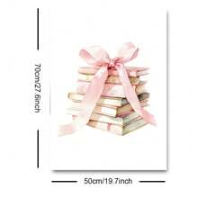 1 本无框书粉色蝴蝶结艺术海报美学少女房间装饰时髦绘画帆布印刷简约墙壁画适用于女孩房间、宿舍、公寓、客厅、卧室、现代家居装饰 - 彩色 - 查看 8