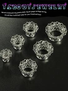 1 Cặp Ống đo tai bằng đồng thau 2g-5,8" Ống đo tai rỗng hình hoa đôi loe, Bông tai hình con ong yên ngựa, Ống đo nút tai, Dụng cụ giãn nở, Đồ trang sức xỏ khuyên cơ thể - 1 # - Xem 8