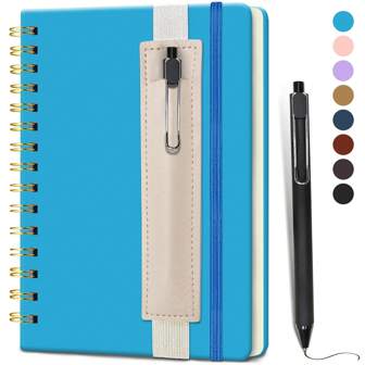 Spiral Notebook - 5.7"X 8.27", 160 Lined Pages - A5 Travel Journal For Students Women, Pen Holder & Pen, Hardcover, For Writing, Gifts