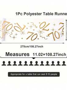 1pc,18/30/40/50/60/70 Years Old Polyester Table Runner,275*28cm,Hot Stamping Mesh Design Table Runner,18th Birthday Party Table Decor,40th 50th 60th Anniversary Retirement Party Supplies,Birthday Party Table Cover