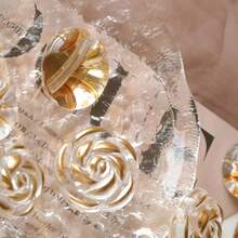 10/20 sztuk Akrylowe Przezroczyste Złote Tłoczenie Na Gorąco Grzyb Róża Kwiat Dekoracyjne Guziki Do Swetra Dzianinowego Płaszcza Szyte Ręcznie DIY Craft